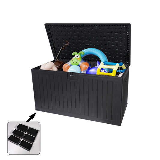 230 Gallon Resin Outdoor Deck Box Waterproof Lockable Patio Storage for Cushions, Pool Accessories Garden Tools Black