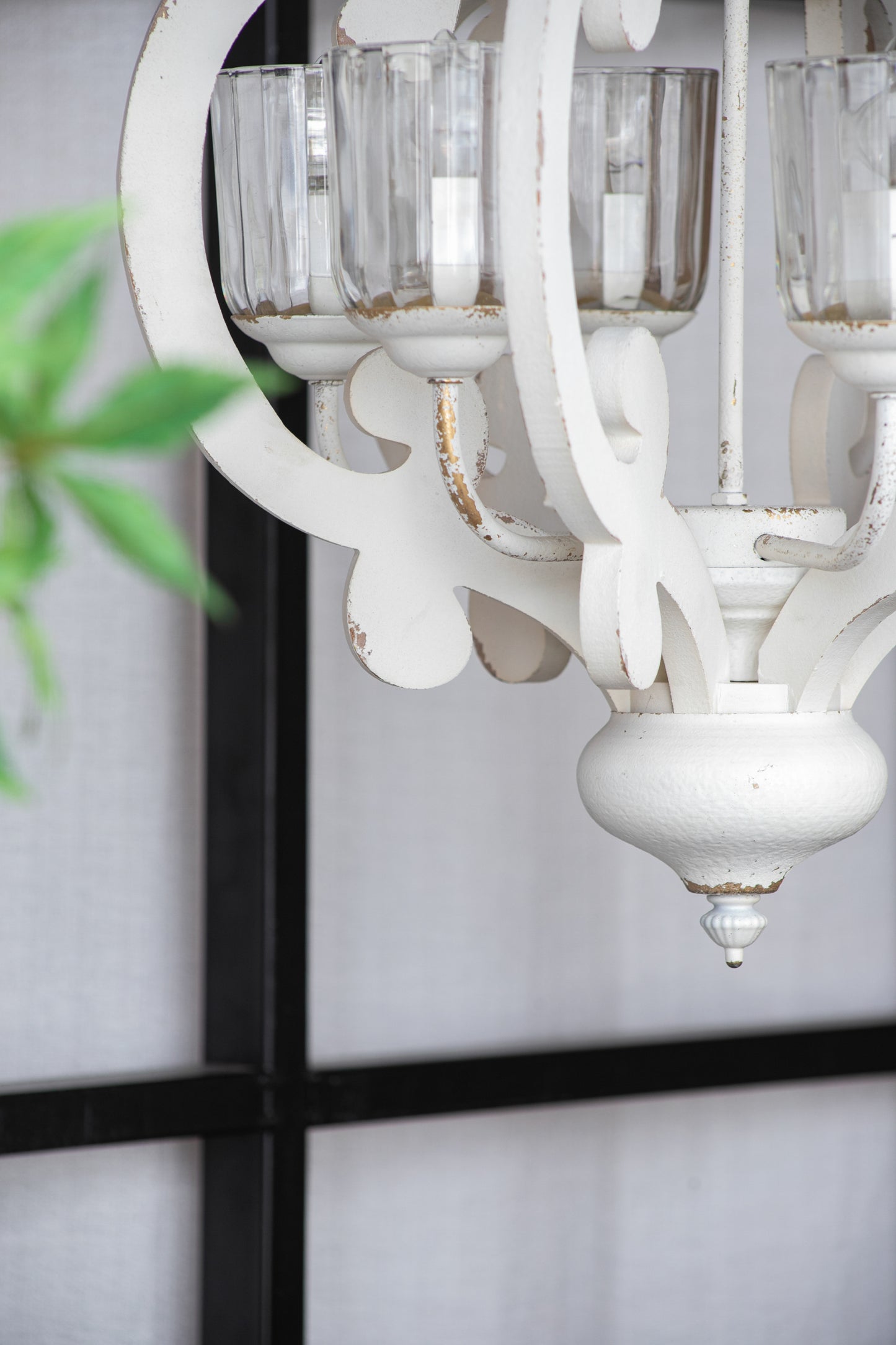 Farmhouse 6-Light Wood Chandelier Pendant with Adjustable Chain for Dining Room and Entryway Cream Finish