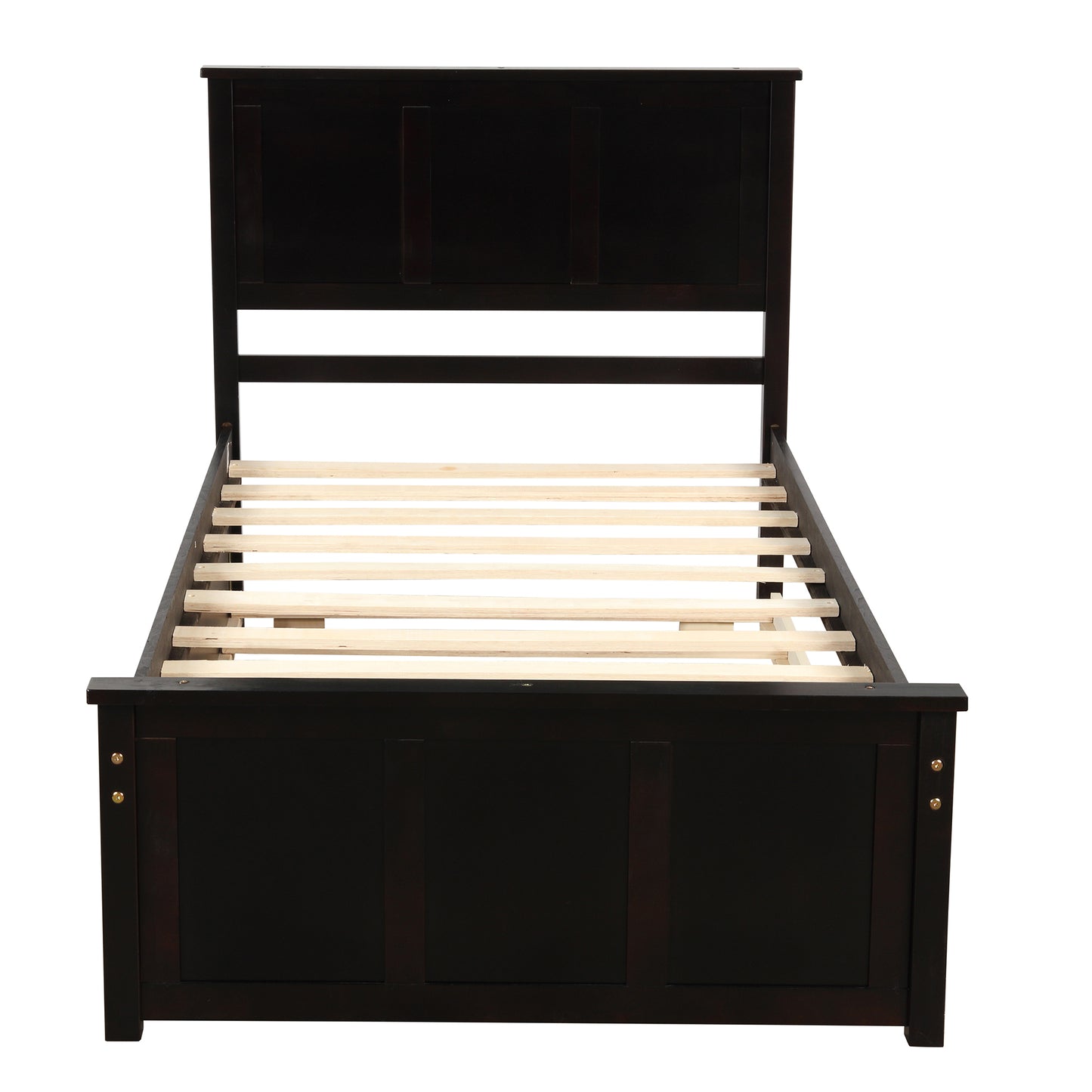 Espresso Twin Size Platform Bed with Dual Under-Bed Drawers on Wheels