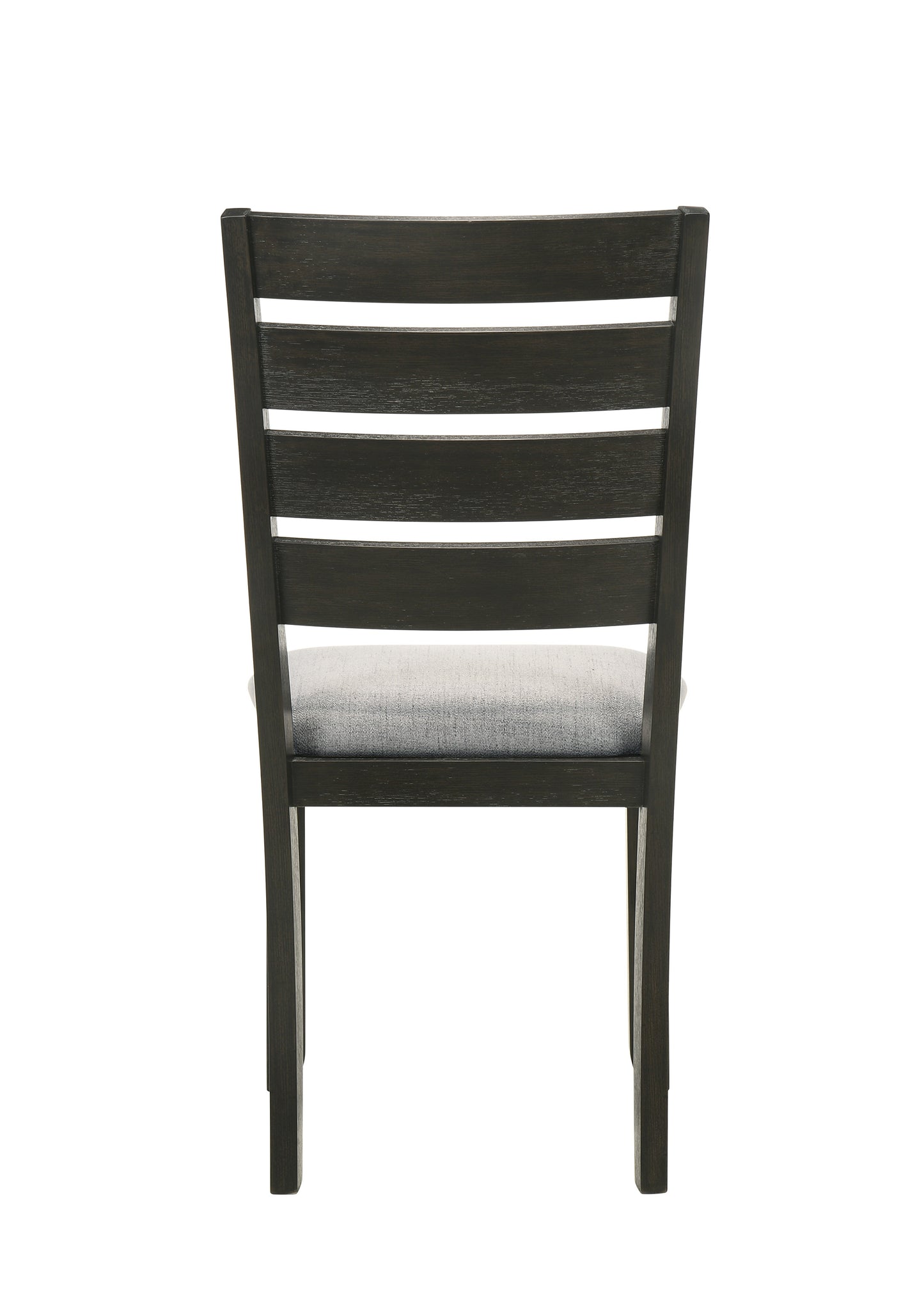 Contemporary Dining Chairs Set of 2, Solid Wood, Fabric Cushions, Ladder Back, Wheat Charcoal Finish