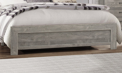 Rustic Gray Queen Size Bed with Headboard and Footboard for Modern Bedrooms