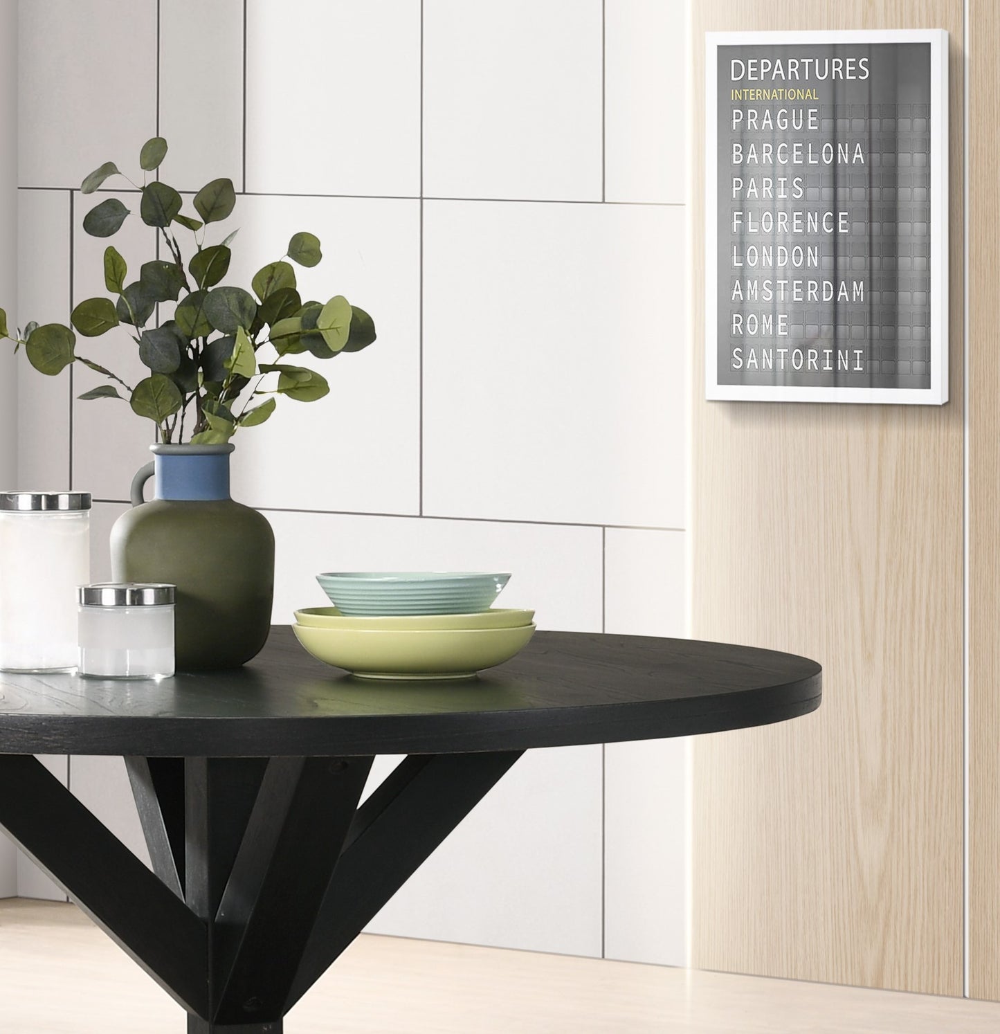 Wood Dining Table With Cross Buck Base Modern Style Black