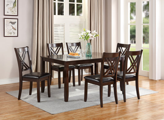 7 Piece Dining Set With Table And Six X Back Chairs Espresso