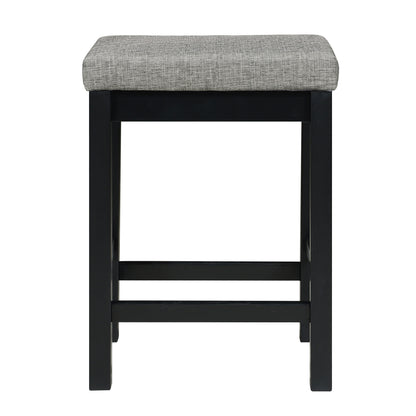 4-Piece Counter Height Dining Set with USB Ports, Drawer, Rect Table & 3 Stools, Durable Wood Black