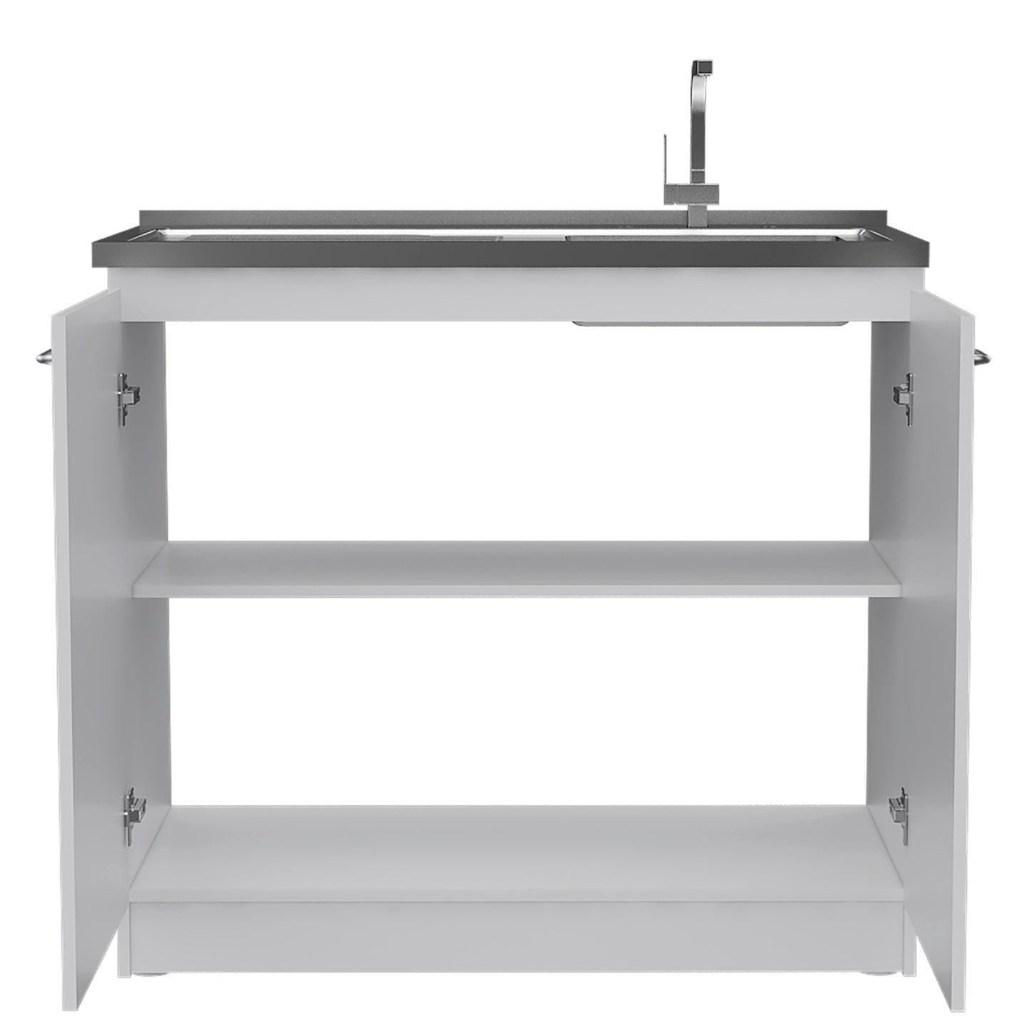 Oklahoma Modern Utility Sink Cabinet with Stainless Steel Top and Double Doors