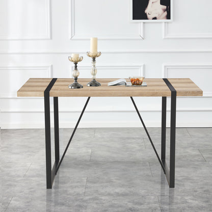 Dining Table For Four To Six Top Black Legs Rustic Brown