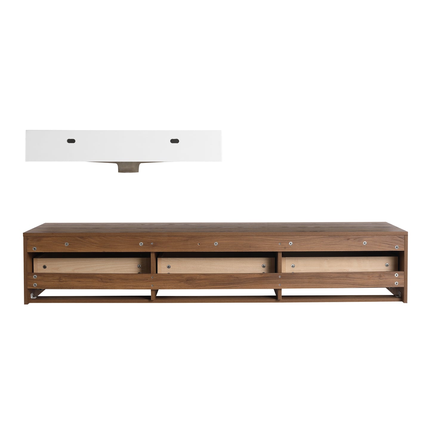 Contemporary 60-Inch Wall-Mounted Bathroom Vanity with Resin Sink and Soft-Close Drawers