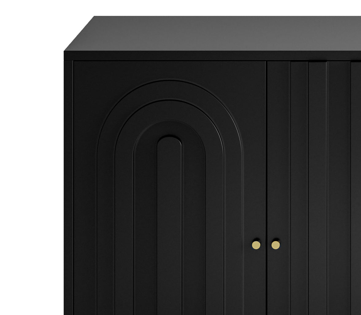 Modern Black Lacquered 4 Door Wooden Cabinet Sideboard Buffet Server Cabinet Storage Cabinet, for Living Room, Entryway, Hallway, Office, Kitchen and Dining Room