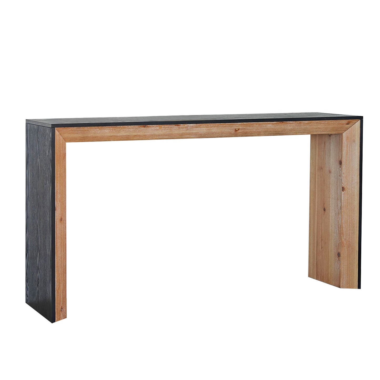 59-Inch Modern Wood Console Table for Entryway or Sofa, Two-Tone Engineered Wood Black & Natural Finish