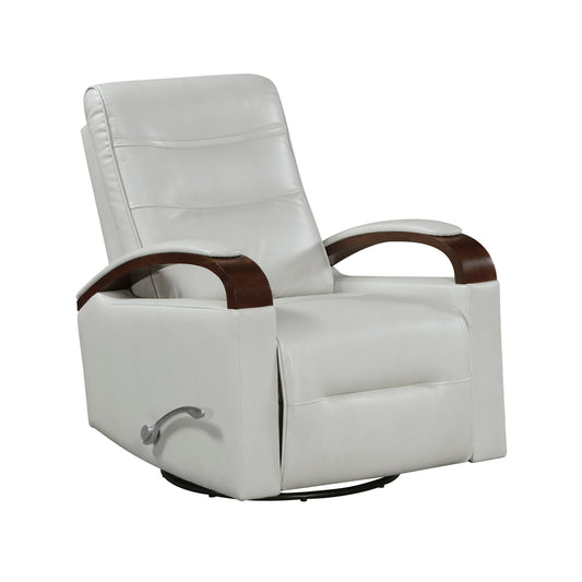 Swivel Glider Recliner, Faux Leather Upholstery, 360° Swivel, Rubberwood Arms, Chair, Smoke