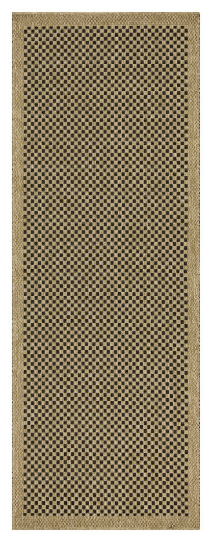 2 ft 7 in x 7 ft 3 in Indoor/Outdoor Area Rug - Polypropylene, Stain-Resistant, Easy Clean Natural & Black