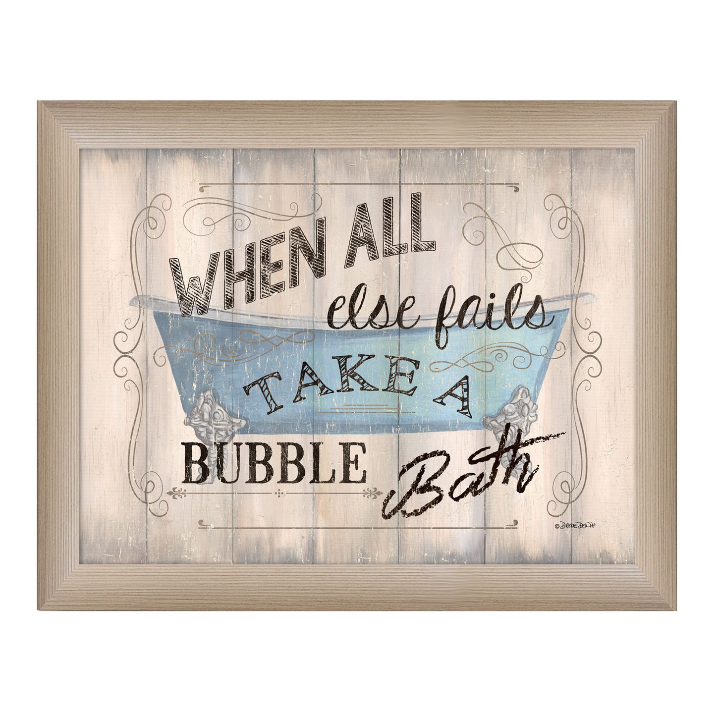 Multicolor Bubble Bath Wall Art - 18 x 14 in Printed Poster, Ready to Hang Framed Art, Beige