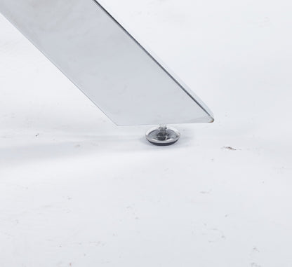Dining Table With Tempered Glass And Cross Metal Legs Chrome