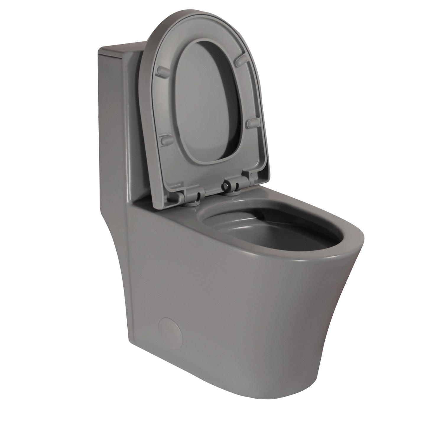 Matte Grey Modern Elongated Toilet with Dual Flush System and Soft-Close Seat