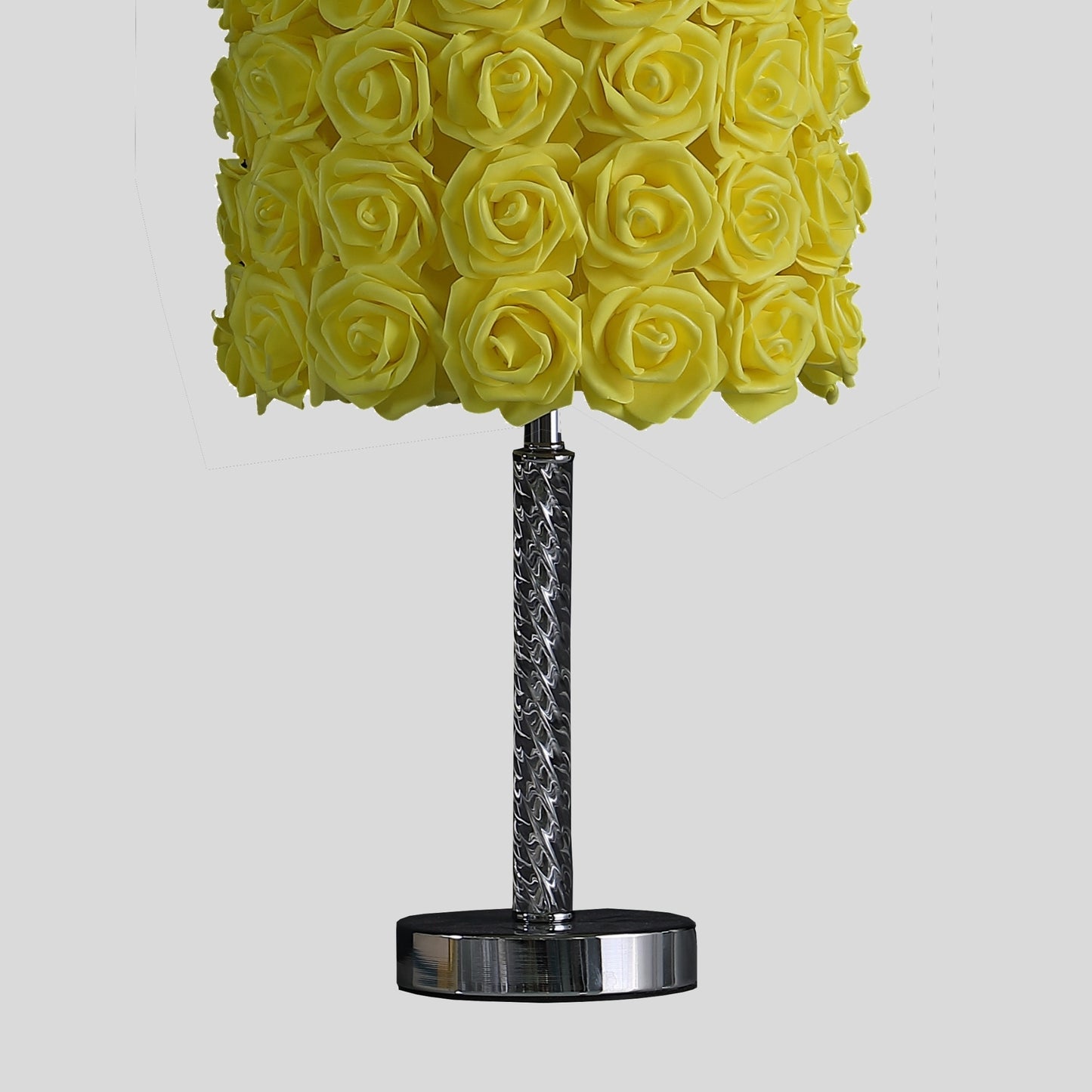 18.25-Inch Table Lamp with Acrylic/Metal Body, Drum Shade, E26 Socket, 110-120V, 80W Max, Switch, UL Listed, Yellow