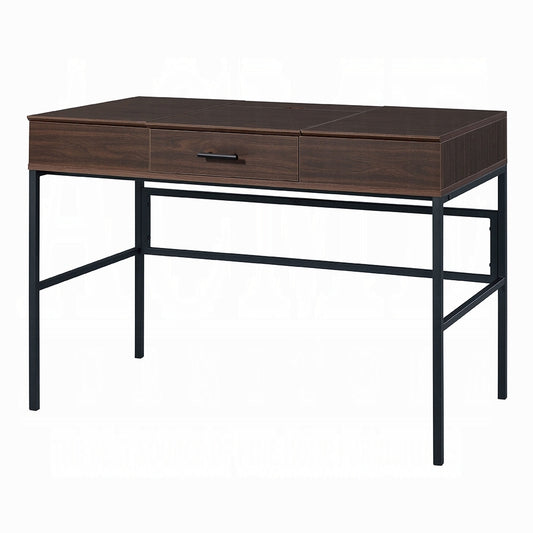 Oak and Black USB Writing Desk with Single Storage Drawer