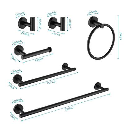 6 Piece Stainless Steel Bathroom Towel Rack Set Wall Mount
