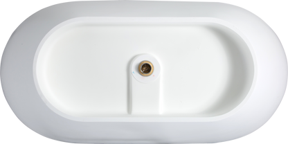 Luxury 69" Solid Surface Freestanding Soaking Bathtub - Handcrafted Matte White Stone Resin with Overflow and Pop-up Drain