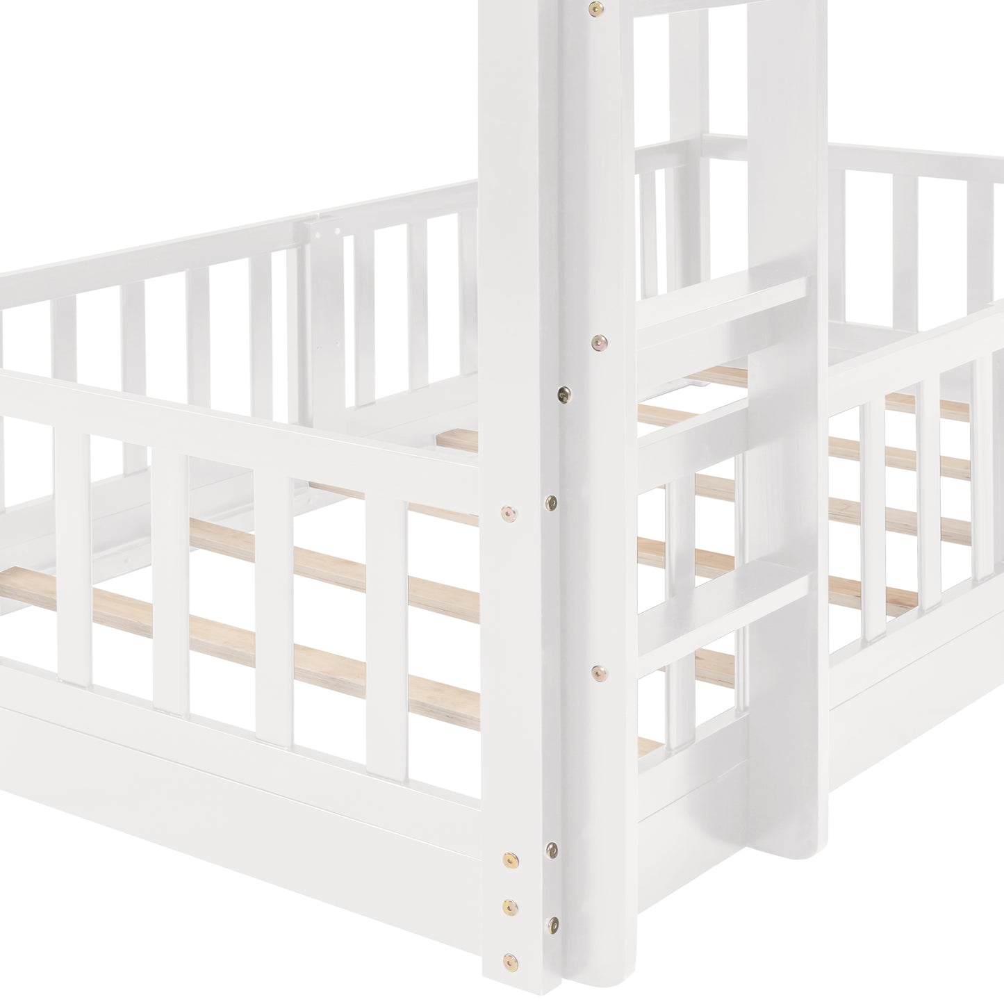 Stylish Twin Over Twin Bunk Bed with Fun Slide and Versatile Ladder in White