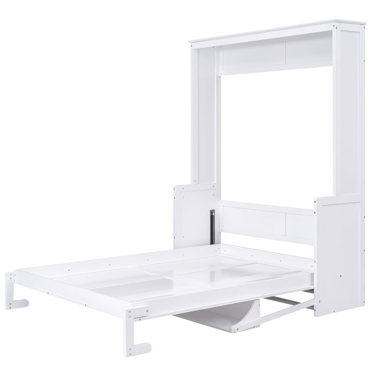 Versatile Queen Murphy Bed with Integrated Shelf in White