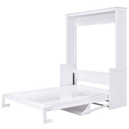 Versatile Queen Murphy Bed with Integrated Shelf in White