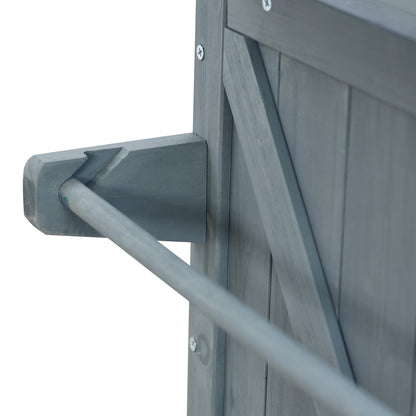 Rolling Outdoor Kitchen Island with Stainless Steel Top, Grey Blue Fir Wood Bar Cart & Storage Cabinet for BBQ and Garden Parties