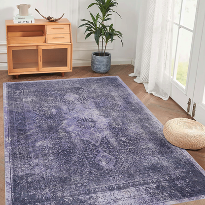 8x10 Machine-Washable Area Rug, Low-Pile Chenille, Non-Slip Backing, Kid & Pet Friendly, Anthracite