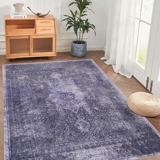 5x8 Machine-Washable Low-Pile Area Rug for Living Room; Non-Slip, Foldable, Kid & Pet Friendly Anthracite