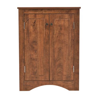 Brown Modern Triangle Corner Storage Cabinet with Adjustable Shelving for Home and Kitchen