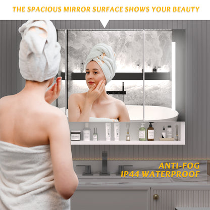 Modern 39x28 inches bathroom cabinets, medicine cabinets with mirrors and LED lights, bathroom storage cabinet with multilevel storage compartments