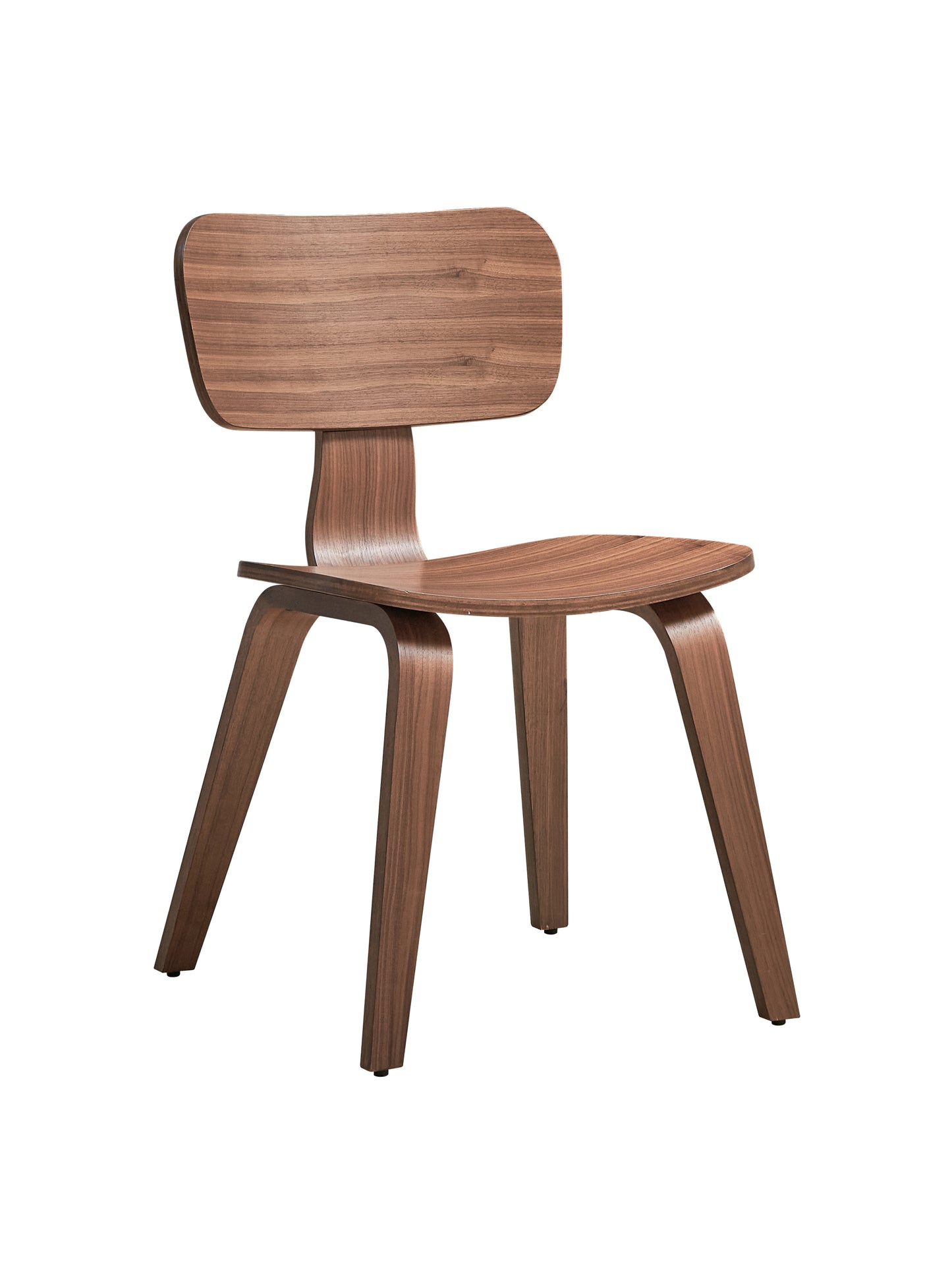 Set of 2 Contemporary Dining Side Chairs in Synthetic Wood, 22 x 18 x 30 in, Dining Room, Walnut