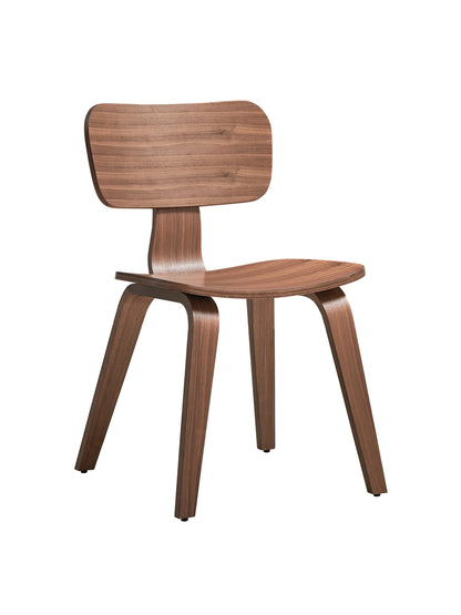 Set of 2 Contemporary Dining Side Chairs in Synthetic Wood, 22 x 18 x 30 in, Dining Room, Walnut