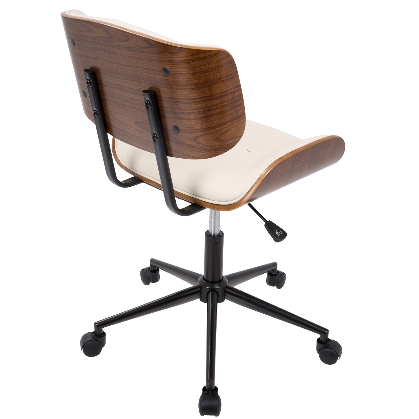 LumiSource Lombardi Adjustable Mid-Century Modern Office Chair with Swivel in Walnut and Cream Upholstery