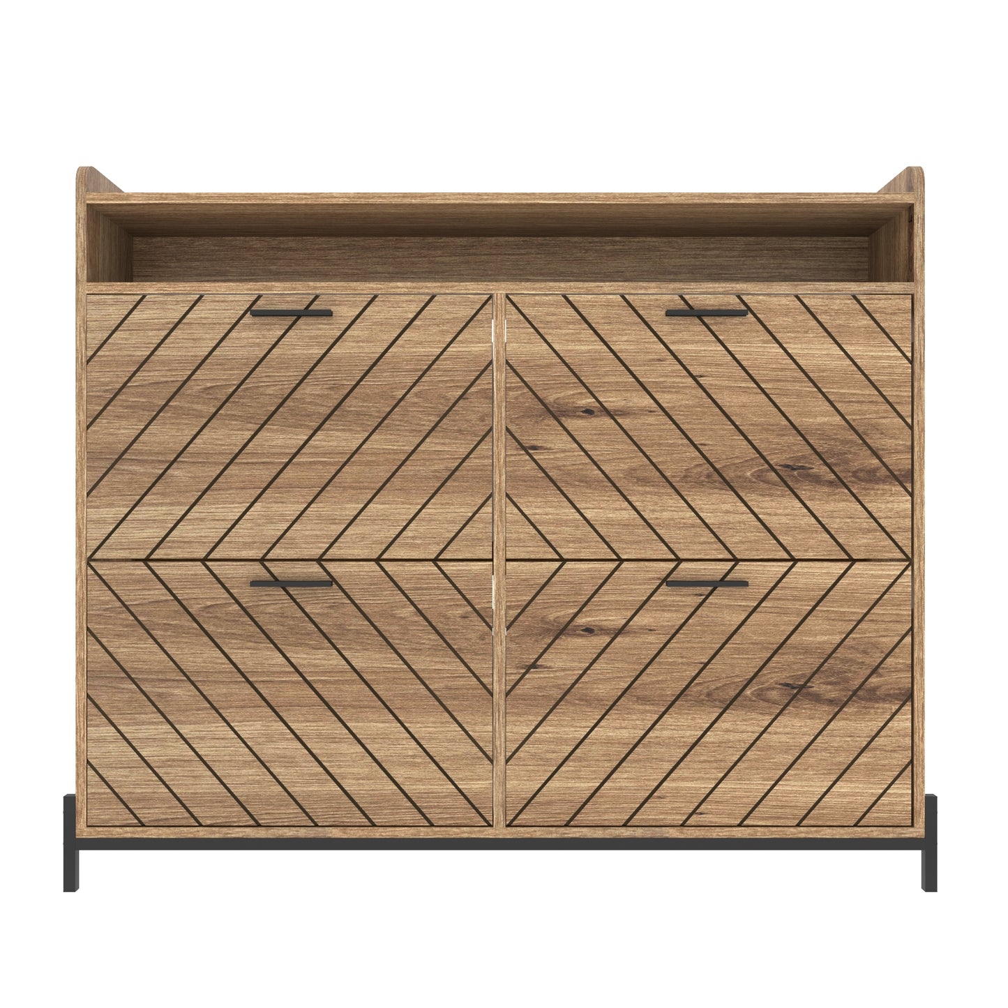 Modern Rustic Shoe Storage Cabinet with Flip Drawers