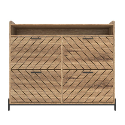 Modern Rustic Shoe Storage Cabinet with Flip Drawers