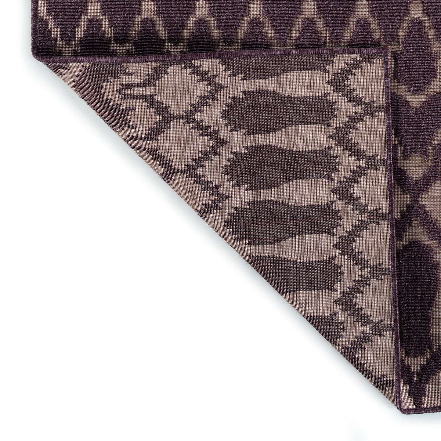 2' x 3' Rectangular Throw Rug, Polypropylene, Indoor/Outdoor, Geometric Textured High-Low, Purple