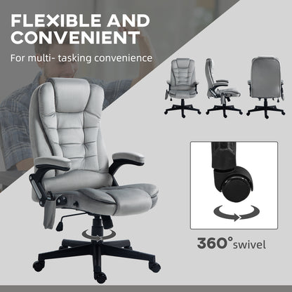 Gray Executive Massage Office Chair with 6-Point Vibration and Lumbar Heating