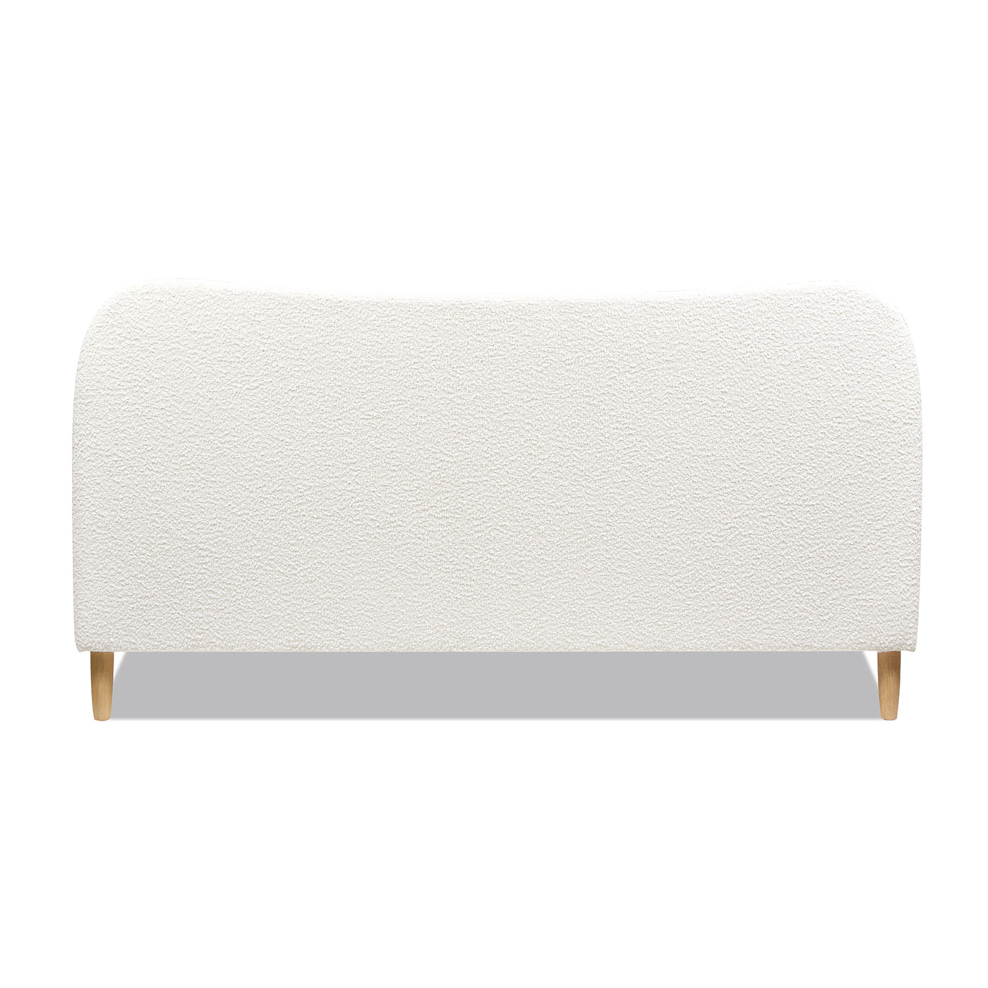 Ivory White Boucle King Platform Bed with Curved Upholstered Headboard