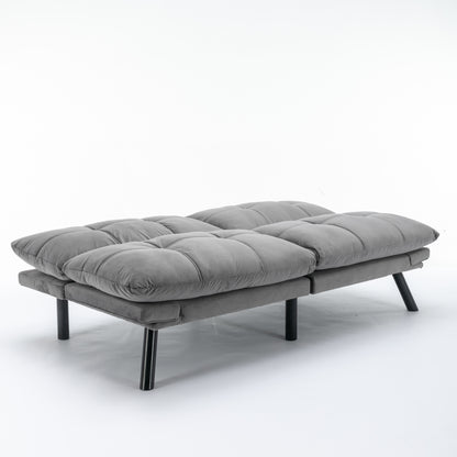 Convertible Sofa Bed with Folding Design, 800 lb Capacity, Adjustable Armrests & Backrest, Light Grey