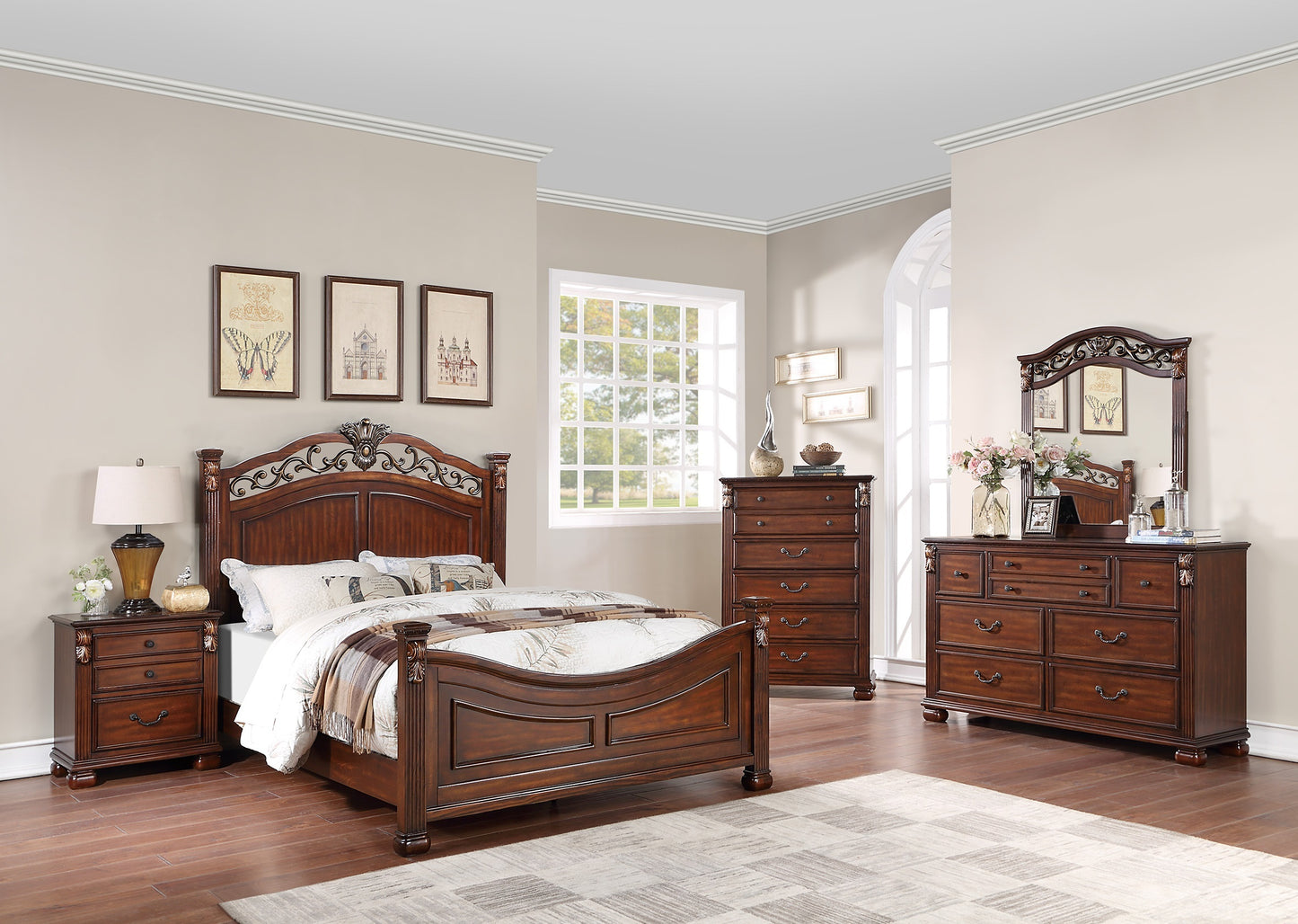 Elegant Dark Cherry Tufted Faux Leather Eastern King Size Bed with Headboard and Footboard