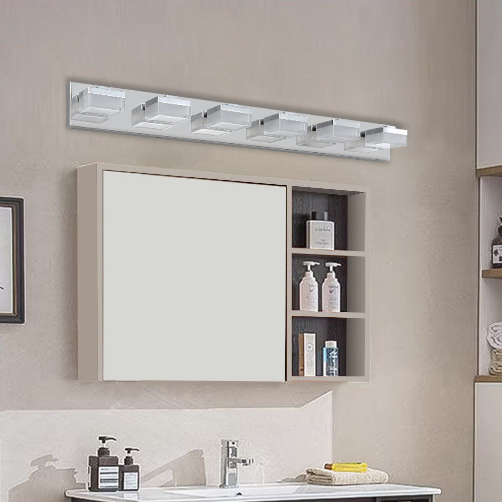 6-Light LED Vanity Light Bar for Bathrooms and Makeup Areas, Modern Sleek Fixture Chrome finish