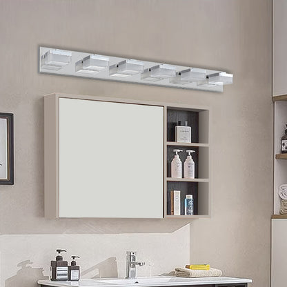 6-Light LED Vanity Light Bar for Bathrooms and Makeup Areas, Modern Sleek Fixture Chrome finish
