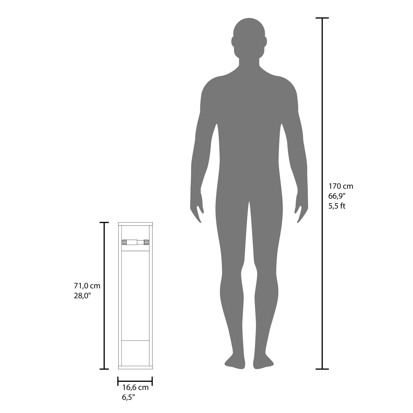 Bali  28" High Toilet Paper Holder Narrow Shelf Organizer for Bathroom, Living Room, Kitchen