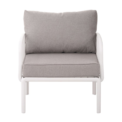 Deep Seat Patio Club Chair With Waterproof Cushions Modern Furniture In Fabric And Plastic Porch White And Light Gray