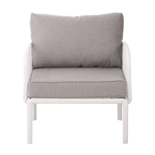Deep Seat Patio Club Chair With Waterproof Cushions Modern Furniture In Fabric And Plastic Porch White And Light Gray