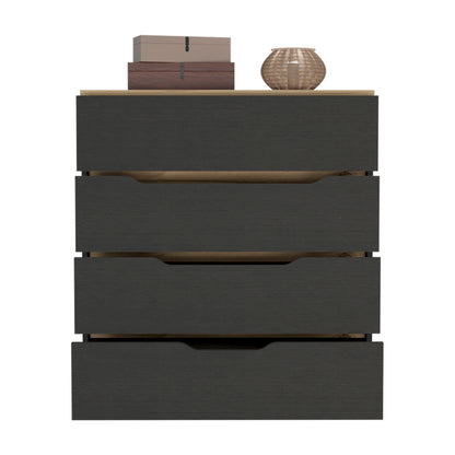 Elegant Black Wengue and Light Oak 4-Drawer Dresser