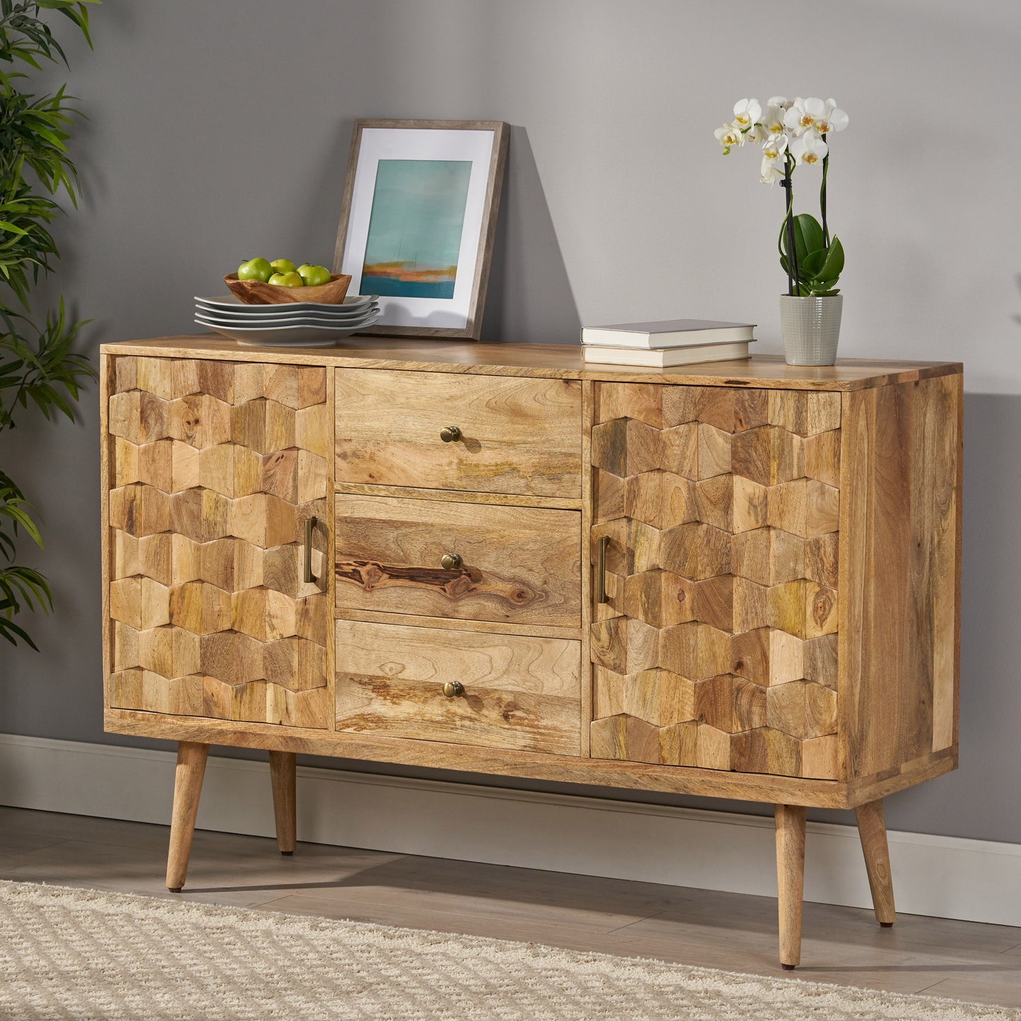 3 DRAWER SIDEBOARD WITH 2 DOOR (KD LEGS)