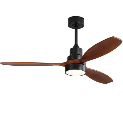 52-Inch Ceiling Fan with LED Light, Remote, Reversible DC Motor, For Living Room and Patio, Matte Black