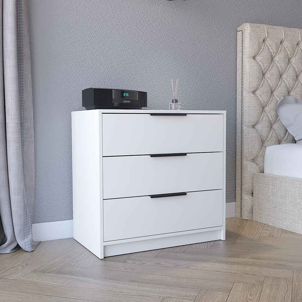 Kaia Modern White 3-Drawer Dresser with Elegant Top
