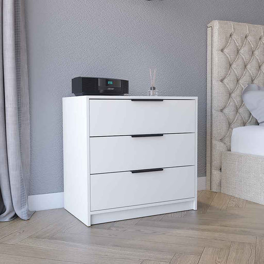 Kaia Modern White 3-Drawer Dresser with Elegant Top